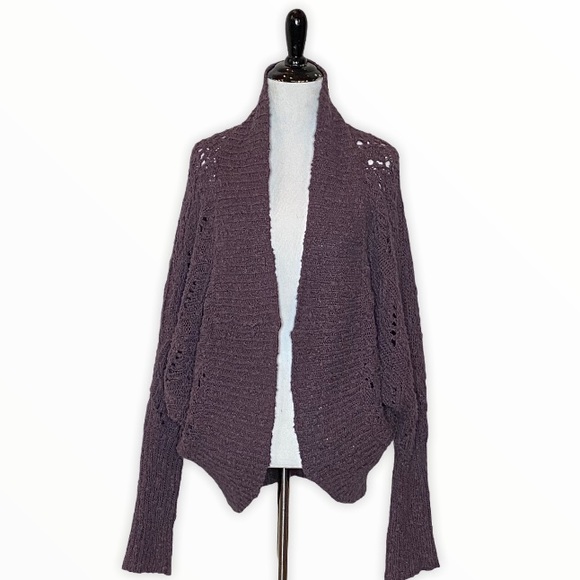 Anthropologie MOTH Plum Open Knit Cocoon Sweater Size Small - Picture 5 of 9